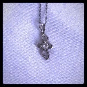 Cz silver cross necklace
